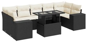 3326757 vidaXL Set mobilier de grădină cu perne, 8 piese, negru, poliratan