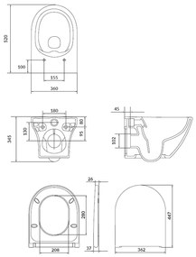 Vas wc suspendat rimless Cersanit Larga Oval cu capac soft close inclus, alb Ovala