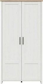 Dulap LOKSA, alb/stejar, PAL laminat, cu 2 usi, 102x57x201 cm