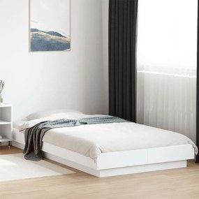 vidaXL Cadru de pat cu lumini LED, alb, 100x200 cm, lemn prelucrat