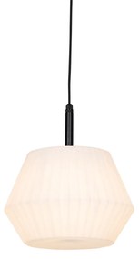 Lampă modernă suspendată pentru exterior neagră cu abajur alb 33 cm IP44 - Robbert