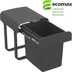 Coș gunoi încorporabil Aladin Jazz 40 Ecomax, cu extragere totală, 1 x 15 l Polipropilenă, L:290 mm; A:330 mm; H:360 mm, 400 mm, Gri antracit