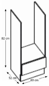 Zondo Dulap inferior de bucătărie sub cuptor 60 DG Pleitton (Gri ultralucios). 1014699