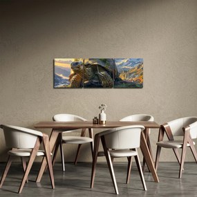 Tablou - Țestoasă și peisaj montan (cu ceas) (90x30 cm)