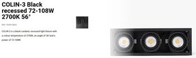 Spot LED incastrabil COLIN-3 Black recessed 72-108W 2700K 56°