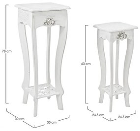 Set de 2 masute albe din MDF, Blanc Bizzotto