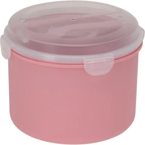 Caserolă de prânz cu bol pentru dressing șicu tacâmuri, roz