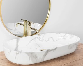 Lavoar Cleo ceramica sanitara Alb Shiny Marble – 81 cm