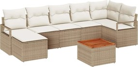 vidaXL Set de canapele pentru grădină cu pernă 8 pcs Bej poliratan