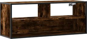 vidaXL Dulap TV stejar fumuriu 100x31x39,5 cm, lemn prelucrat și metal