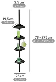 Raft pentru baie negru telescopic, pentru colț din plastic Compact – Wenko