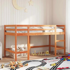 vidaXL Pat etajat copii cu scară maro ceruit 90x190 cm lemn masiv pin