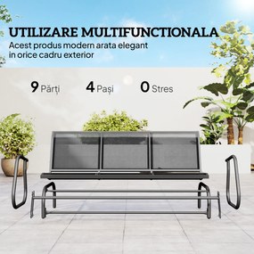 Outsunny Bancă Balansoar de Exterior pentru 3 Persoane, din Metal și Tesătură Rezistentă, 151x75x85cm, Culoare Gri | Aosom Romania
