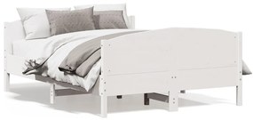 3216168 vidaXL Cadru de pat cu tăblie, alb, 160x200 cm, lemn masiv de pin