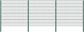 vidaXL Panou de gard cu stâlpi din fier, verde, 522x160 cm