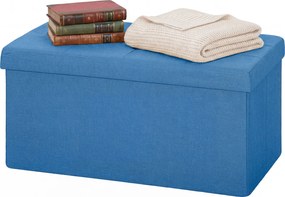 HOMCOM Puf de depozitare, bancă de depozitare pliabilă 84 L 76x38x38 cm tapițată în in sintetic albastru deschis | Aosom Romania