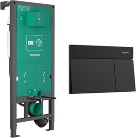 Rezervor incastrat Hansgrohe iFrame 112 cm pentru vas WC suspendat si clapeta iFrame Element E negru mat
