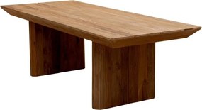 Masă dining din lemn reciclat, natur, 12 locuri, cu două picioare late, 76,5 x 240 x 100 cm, „Authentic”