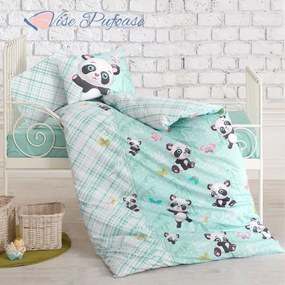 Cotton Box lenjerie 4 piese bebelusi, imprimeu deosebit Green Panda