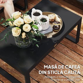 Outsunny Set Mobilier de Grădină cu Canapea cu 3 Locuri, Canapea cu 2 Locuri și Măsuță de Cafea, 180x60x64 cm, Gri | Aosom Romania