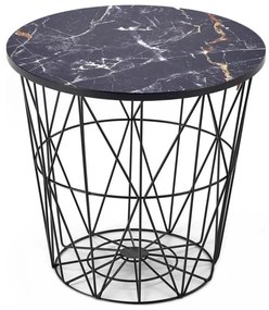 Măsuță de cafea HARISSA 41x42 cm negru/negru decor marmorat