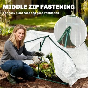 Mini Seră Outsunny pentru grădină și balcon din plastic PE și oțel cu închidere cu fermoar, 99x71x60 cm, de culoare alb transparent | Aosom Romania