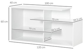 Comoda HOMCOM pentru TV de 32"-55" cu rafturi deschise din MDF pentru living si dormitor, 120x40x60cm, Alb | Aosom RO
