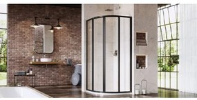 Ravak 3114O302Z1 - Cabină de duș în formă de sfert de cerc, cu 4 elemente SUPERNOVA 80x80 cm, neagră