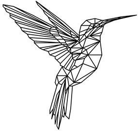 Sticker decorativ perete colibri, 60x57 cm, negru