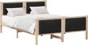 vidaXL Cadru de pat cu headboard Negru 140 x 200 cm țesătură