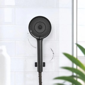 Cap de duș negru mat din plastic ø 12 cm Softwater – Wenko