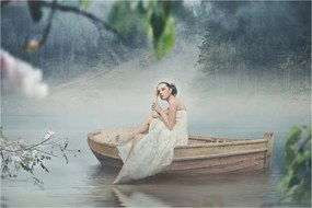 Tablou - Femeia pe barcă (90x60 cm)