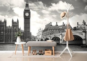 Fototapet Big Ben din Londra în alb-negru