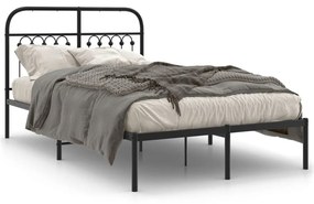 376598 vidaXL Cadru de pat metalic cu tăblie, negru, 120x200 cm