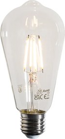Set de 5 becuri cu filament LED E27 ST64 transparente 4W 470 lm 2700K