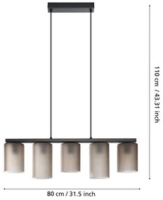 Lustră pe cablu Eglo 901163 COLOMERA 5xE27/40W/230V gri