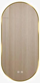 Oglindă LED Touch Premium, Dezaburire, Rama Auriu, 3 Tipuri Lumină 50/80 cm