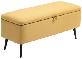 HOMCOM Bancă bancă cu depozitare 2 în 1 din material textil cu picioare din oțel negru 101l x 38,5l x 44,5î galben | Aosom Romania