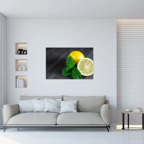 Tablou cu lămâie și mentă pe masă (90x60 cm)
