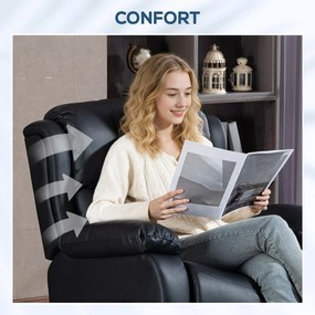 HOMCOM Fotoliu Relax Reclinabil cu 8 Puncte de Masaj și Încălzire, Negru | Aosom Romania