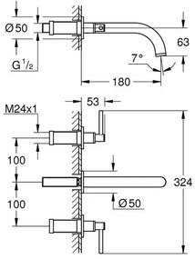 Baterie lavoar incastrata Grohe Atrio crom 3 elemente