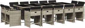 vidaXL Set mobilier de grădină cu perne 15 piese gri deschis poliratan