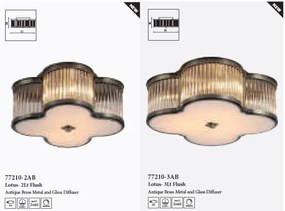 Plafoniera metal alama antique, sticla Lotus 2L