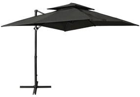 Umbrela suspendata cu invelis dublu, antracit, 250x250 cm