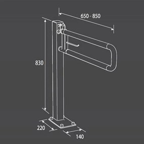 Bara suport ajutatoare stativa rabatabila cu suport hartie igienica, 85 cm, alb, Thermomat