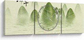 Tablou - Valea munțilot verzi (cu ceas) (90x30 cm)
