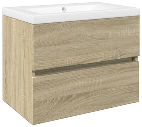 3307658 vidaXL Set mobilier de baie, 2 piese, ceramică și lemn prelucrat