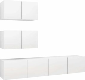 vidaXL Set dulapuri TV, 4 piese, alb, lemn prelucrat