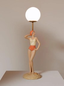 Lampa de masa, retro, din rasina, Coral