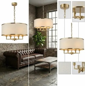 Open Design OR80230 - Lustră CASA suspendată cu lanț, 6xE14/15W/230V, cremă/alamă